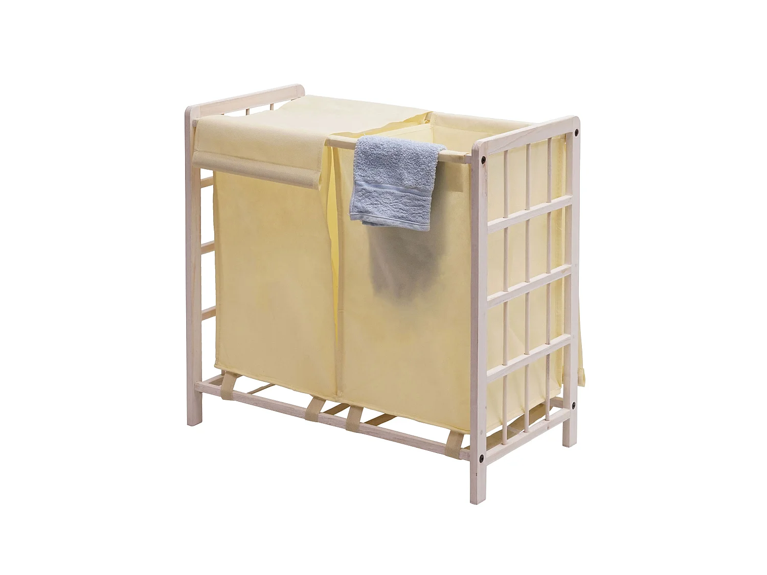 Coletor de roupa MCW-B60,  branco gasto, tampa creme