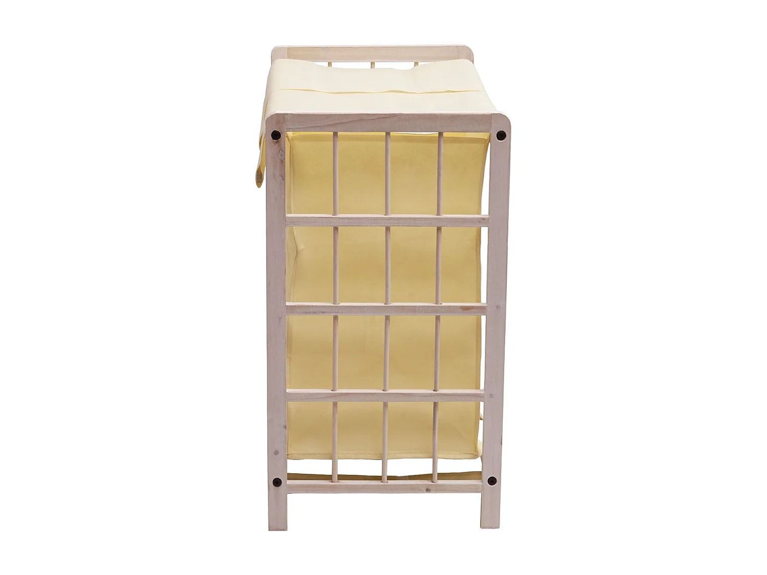 Portabiancheria MCW-B60 legno di abete 2x ceste 68l legno bianco vintage tessuto avorio