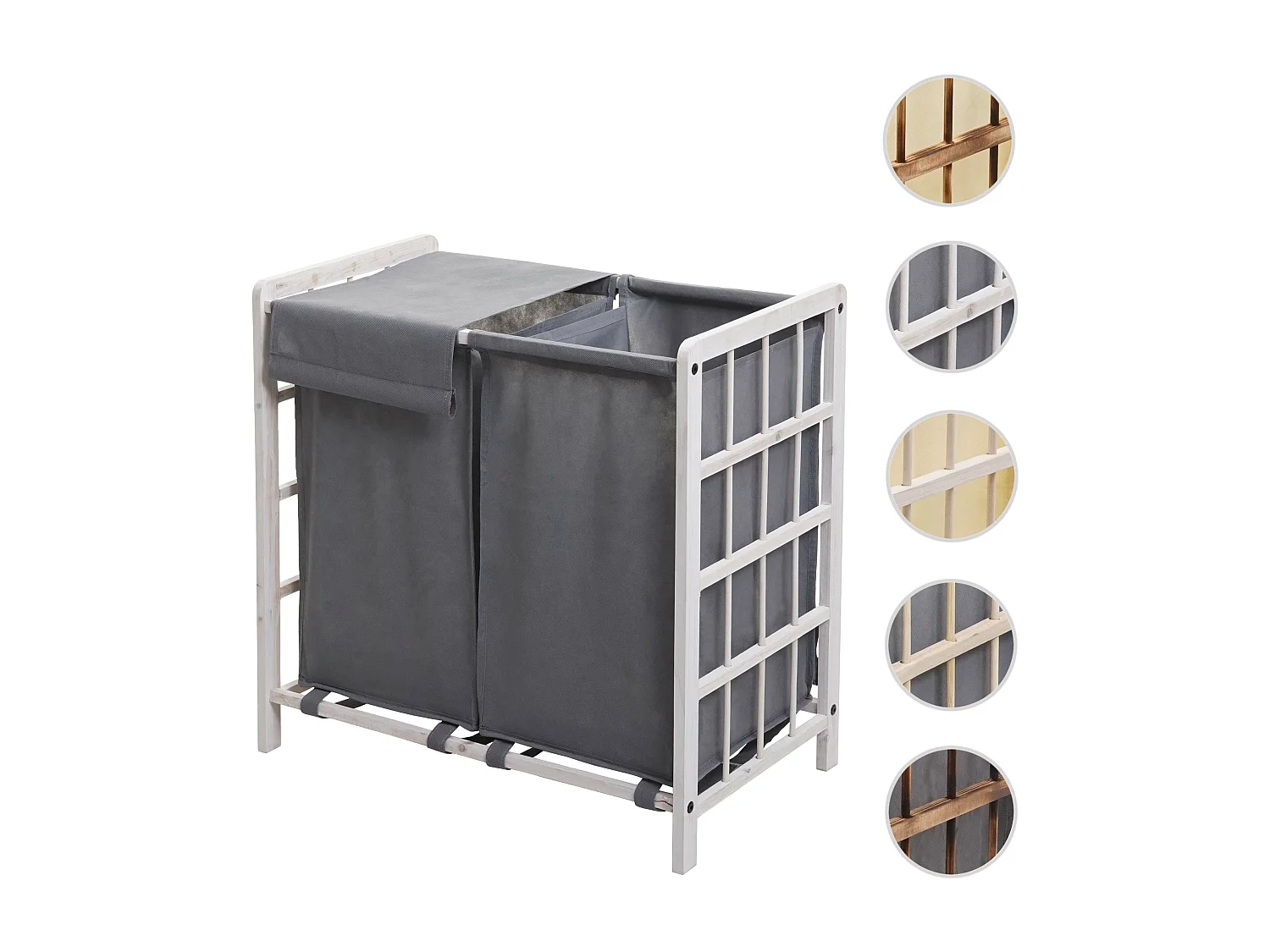 Wasverzamelaar MCW-B60,  shabby white, grijs deksel