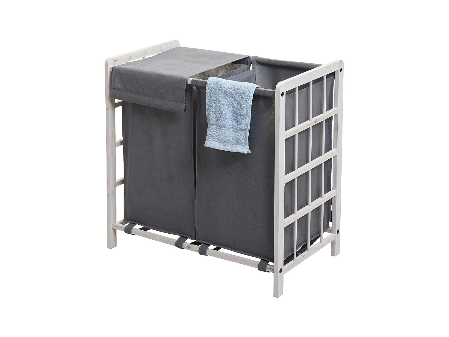 Coletor de roupa MCW-B60,  branco gasto, tampa cinzenta