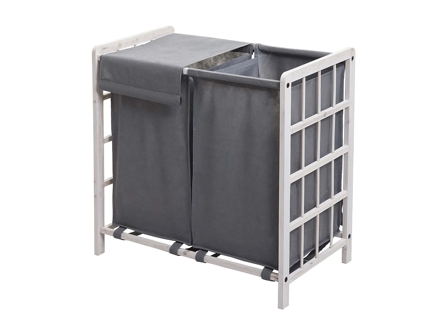 Laundry bin MCW-B60,  Shabby White, Grey Cover
