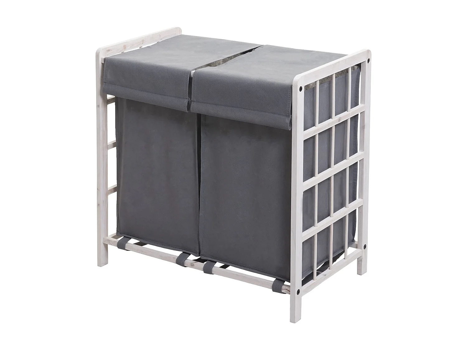 Laundry bin MCW-B60,  Shabby White, Grey Cover