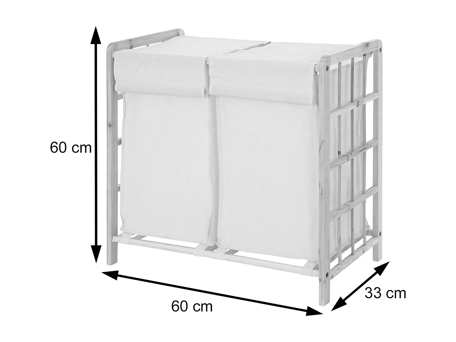 Laundry bin MCW-B60,  Shabby White, Grey Cover