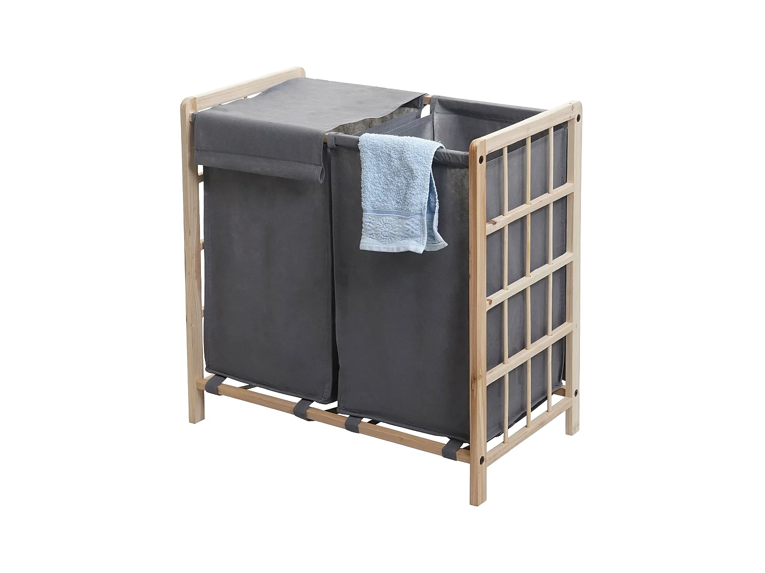 Coletor de roupa MCW-B60,  castanho claro, tampa cinzenta