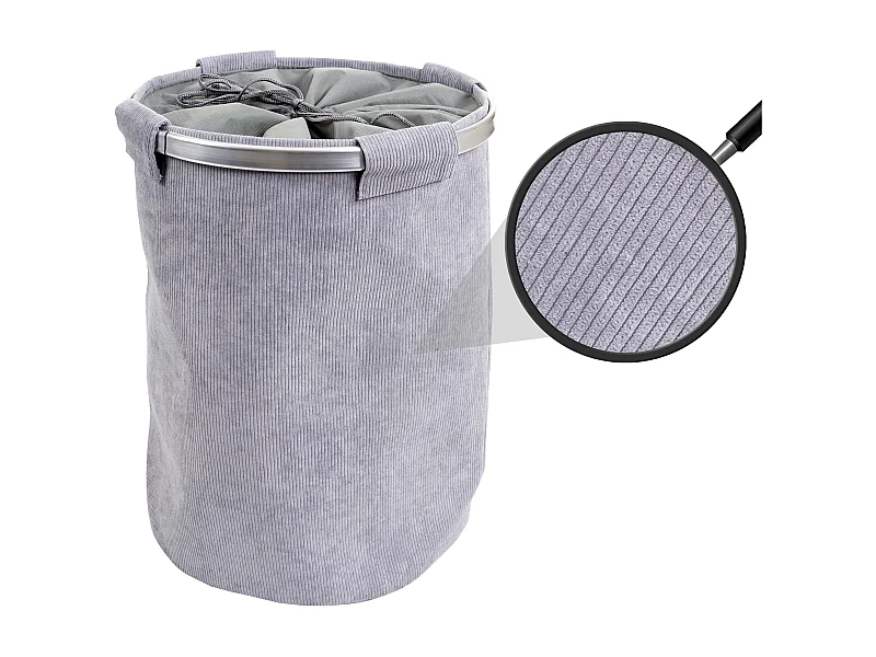 Collecteur de linge MCW-C34 avec filet 65l Cord,  velours gris