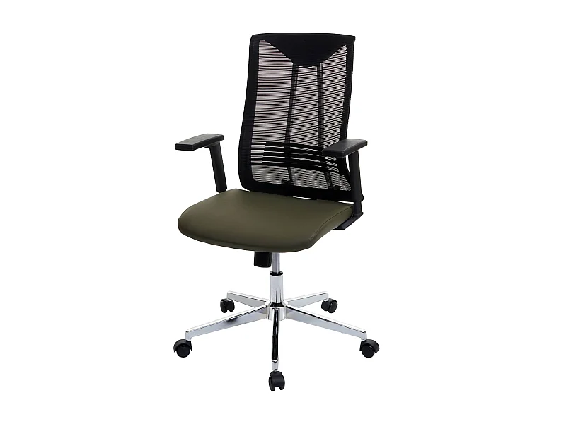 Poltrona sedia ufficio regolabile MCW-J53 ergonomica design moderno ecopelle tessuto verde oliva