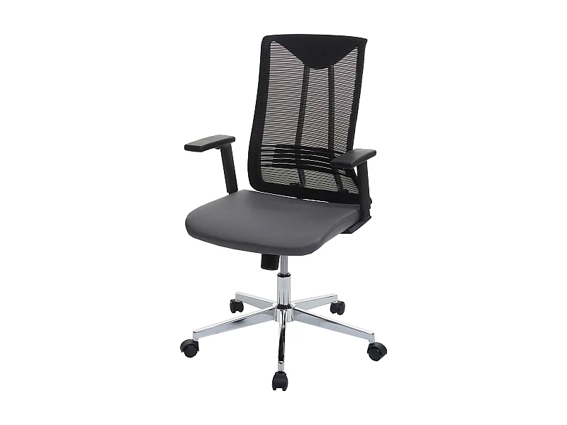 Poltrona sedia ufficio regolabile MCW-J53 ergonomica design moderno ecopelle tessuto grigio