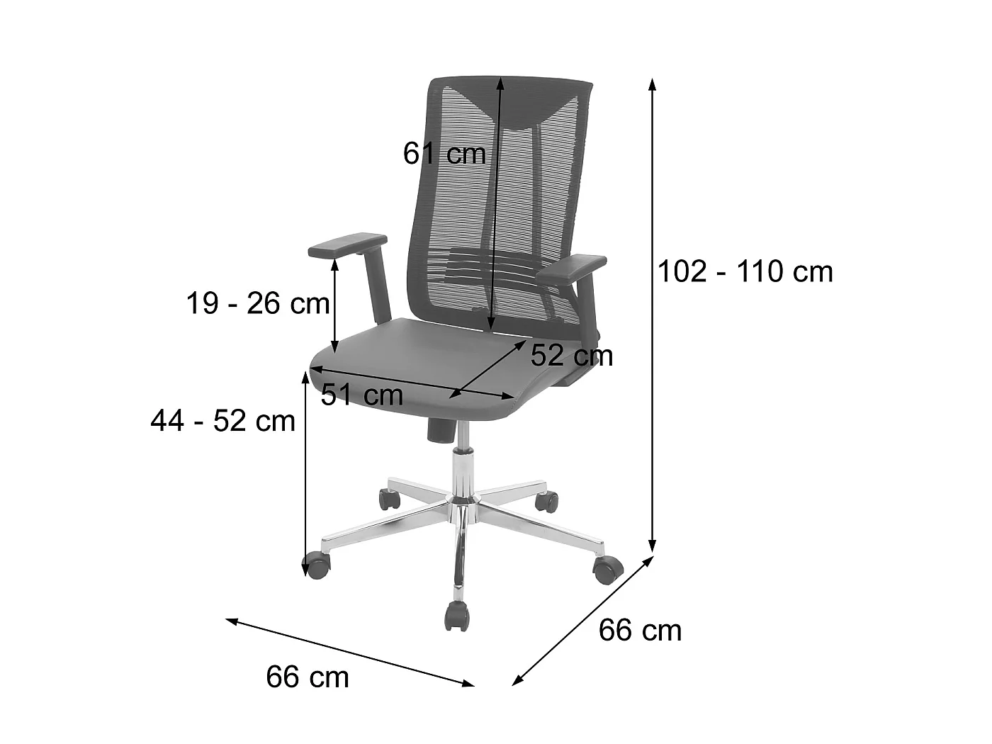 MCW-J53 bureaustoel,  zwart