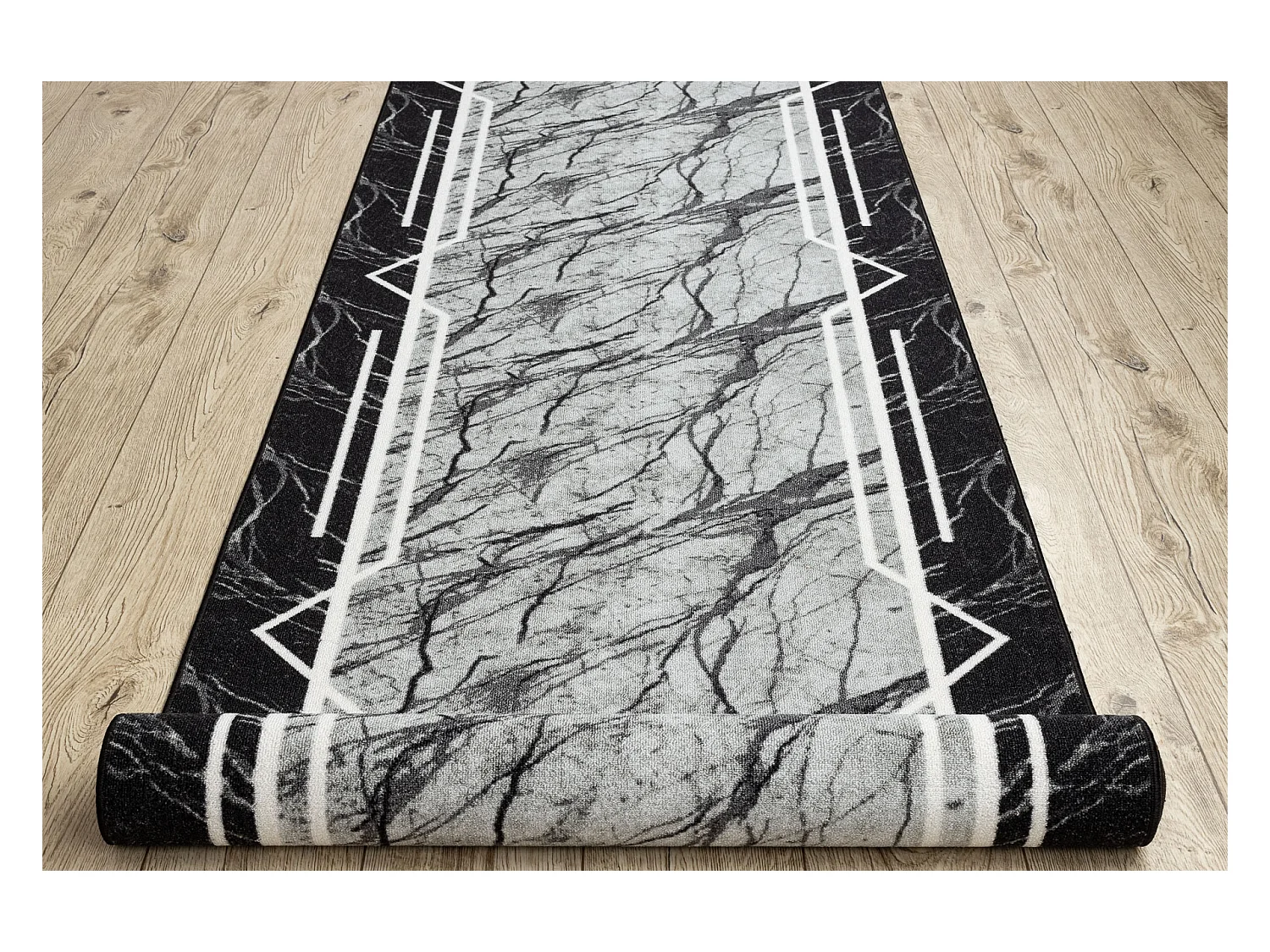 Vloerbekleding met rubber bekleed MARMER, steen grijskleuring 80x330 cm