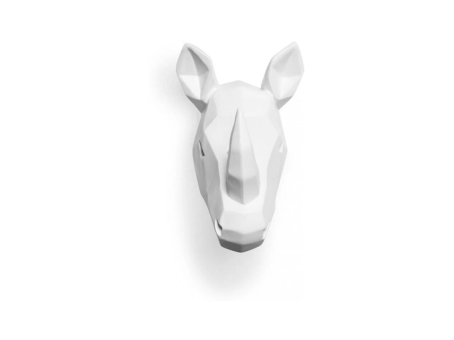Tête de rhinocéros Origami - Résine Blanc