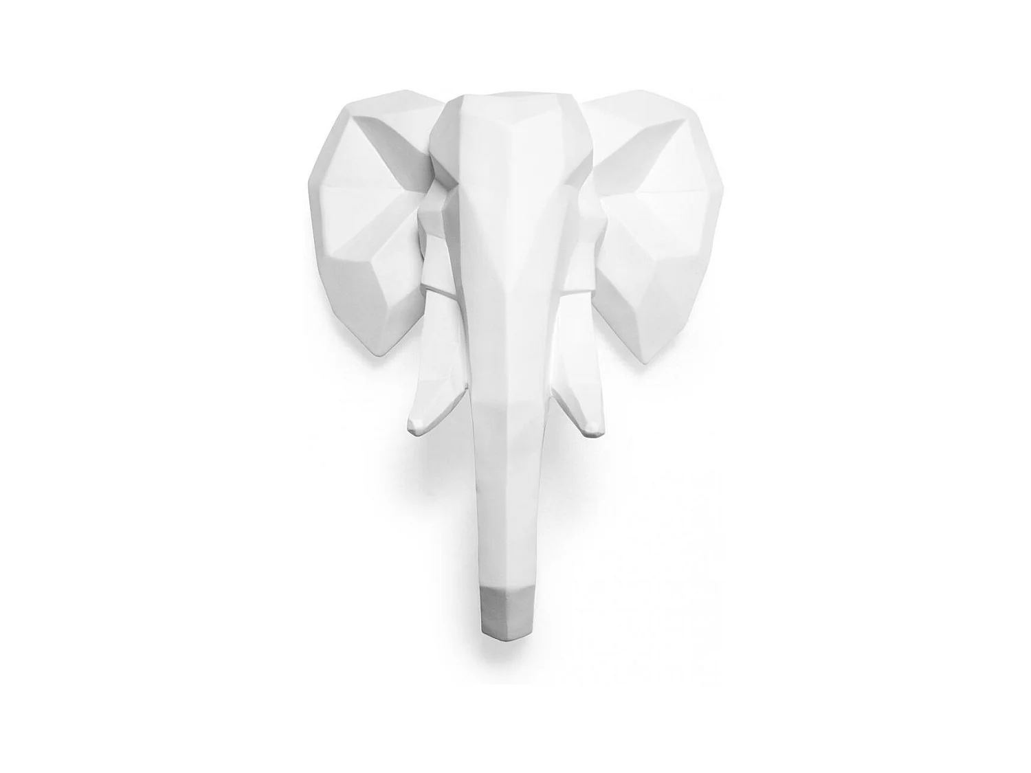Tête d'éléphant Origami - Résine Blanc