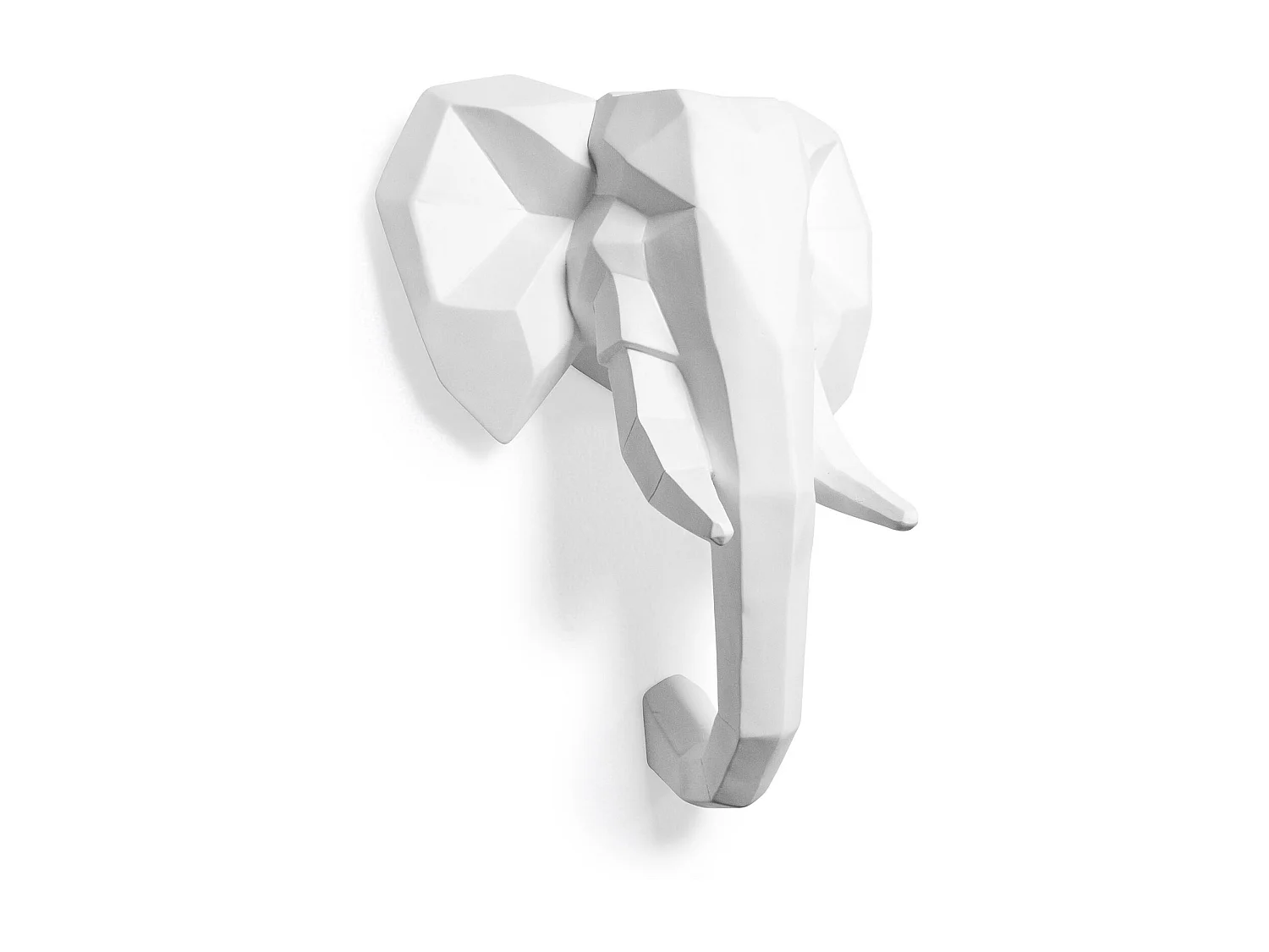 Tête d'éléphant Origami Résine Blanc