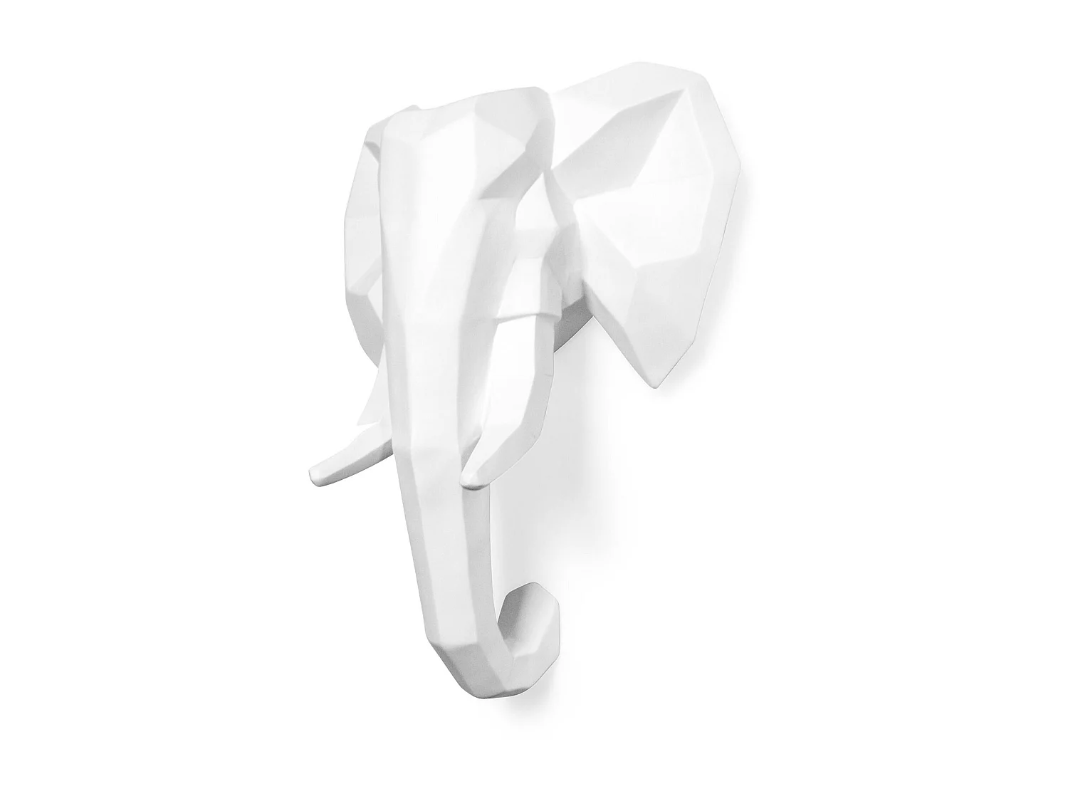 Tête d'éléphant Origami Résine Blanc
