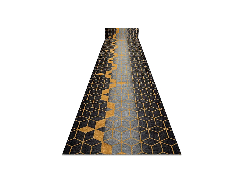 Läufer Antirutsch HEKSAGON Hexagon schwarz / gold 80x300 cm