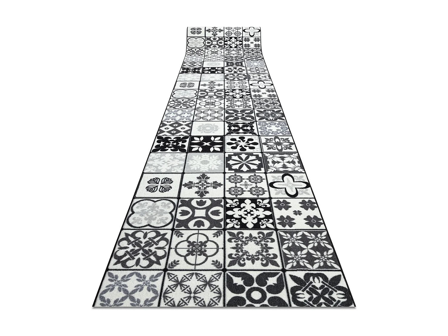 Vloerbekleding met rubber bekleed 110cm AZULEJO PATCHWORK, lissabon te 110x280 cm