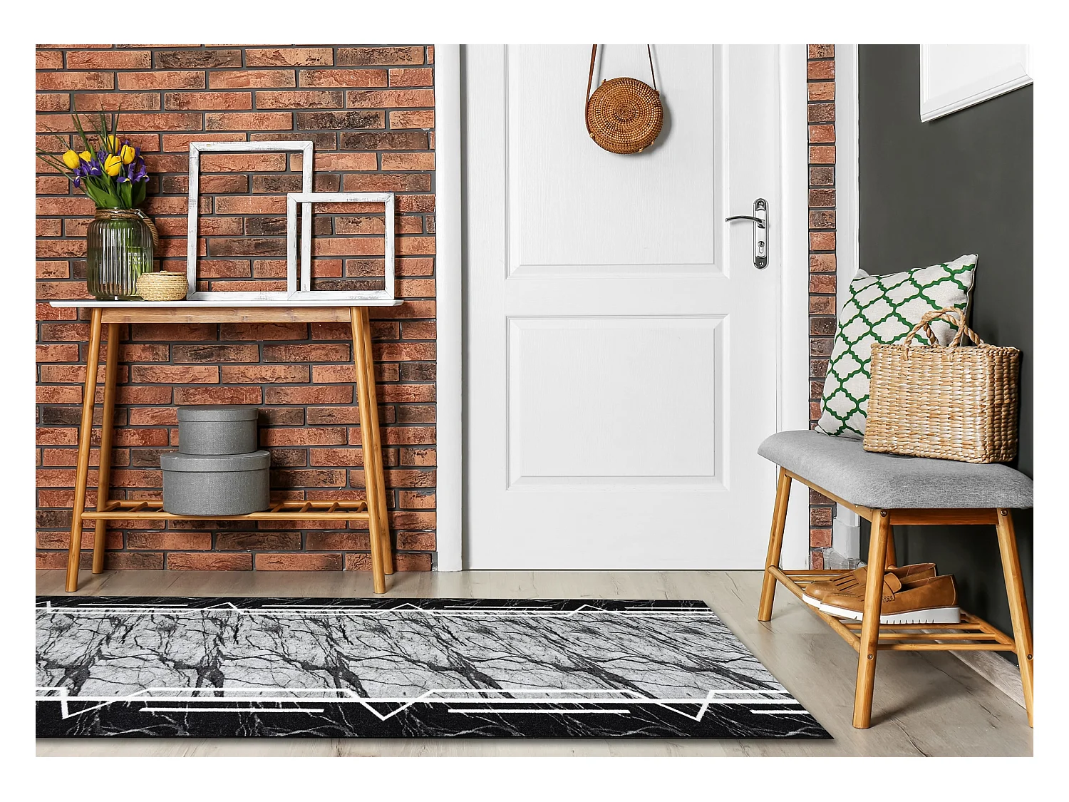 TAPIS DE COULOIR antidérapant MARMUR Marbre, calcul gris 110x280 cm