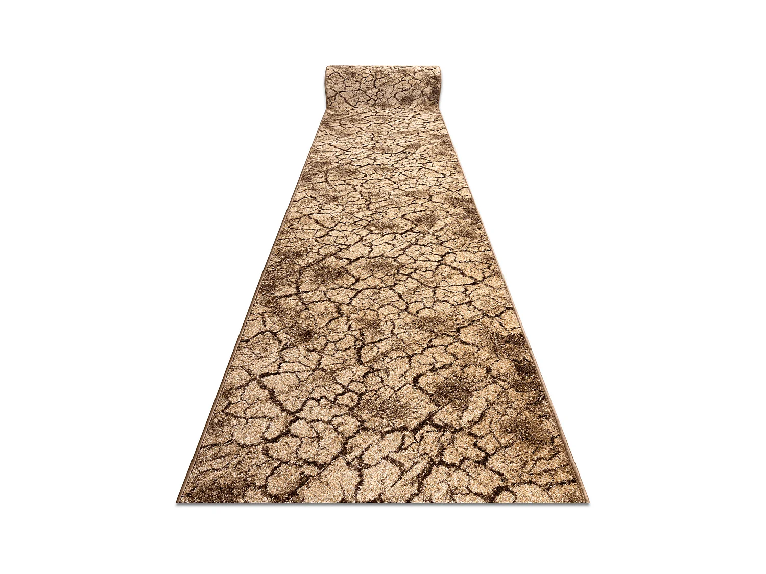 Tapis de couloir KARMEL Terra sol fissuré noix 100x350 cm