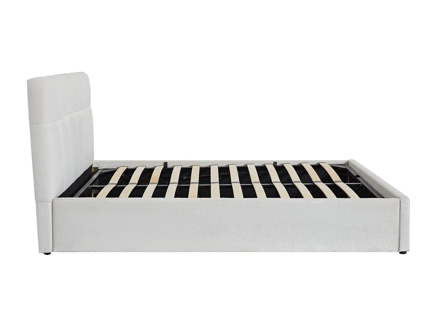 Lit coffre 160 x 200 cm - Tissu bouclette - Blanc - MAZIRI