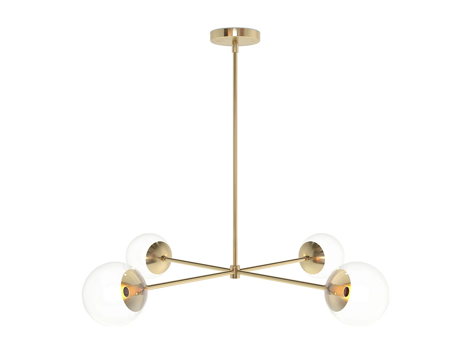 Deckenlampe in Gold - Design-Pendelleuchte - 4 Arme - Luba