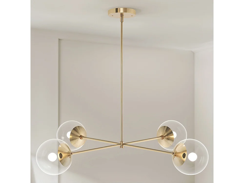 Deckenlampe in Gold - Design-Pendelleuchte - 4 Arme - Luba