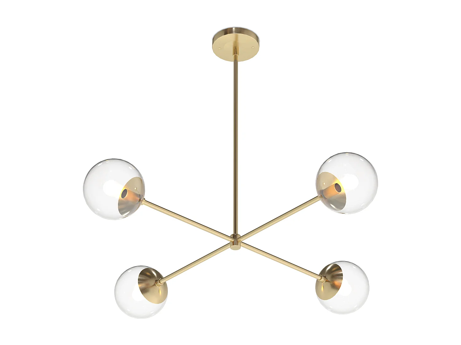 Deckenlampe in Gold - Design-Pendelleuchte - 4 Arme - Luba