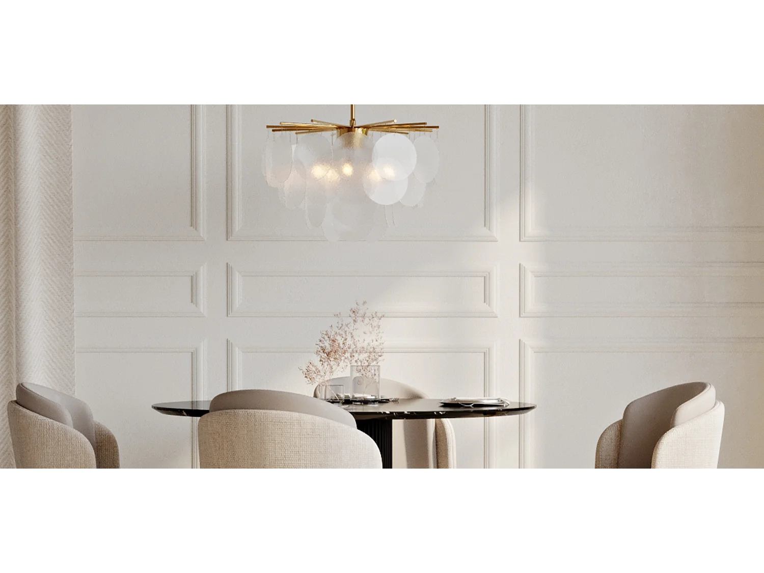 Lampe de plafond en nacre - Lampe suspendue à disques - Karl Doré