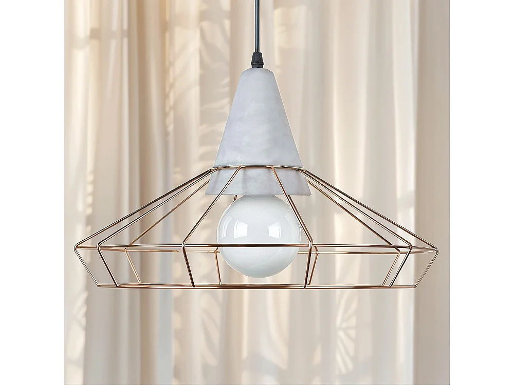 Lampada a Soffitto Design Retrò - Lampada Sospesa in Metallo e Cemento - Giotto