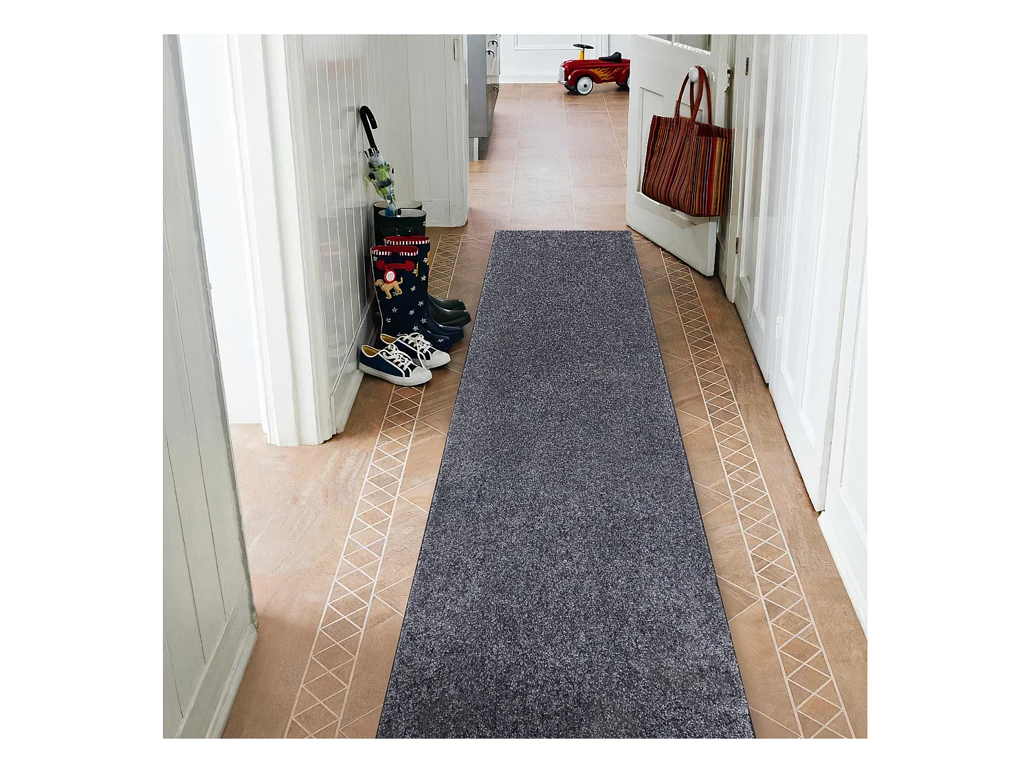 Tapis de couloir SANTA FE gris 97 plaine couleur unie 150x200 cm