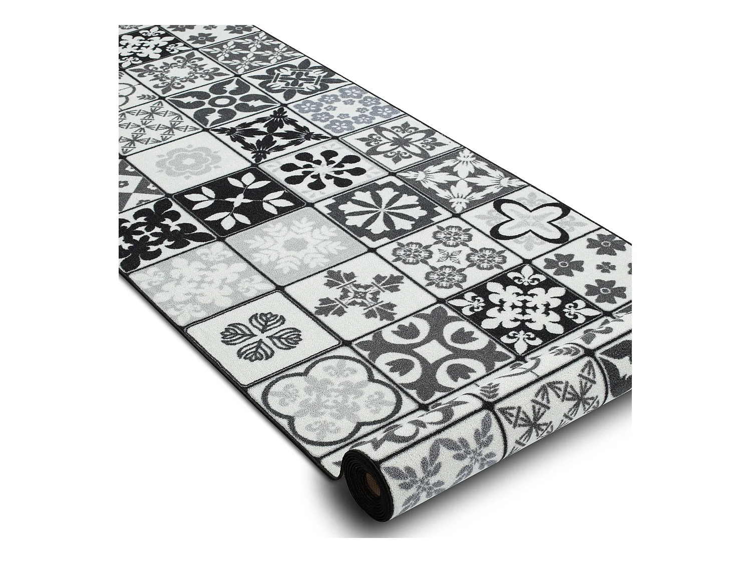 Vloerbekleding met rubber bekleed 120cm AZULEJO PATCHWORK, lissabon te 120x260 cm