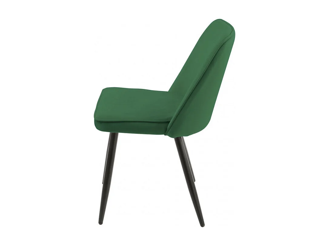 Lot de 4 chaises en velours vert avec piètement en métal noir – TELLY