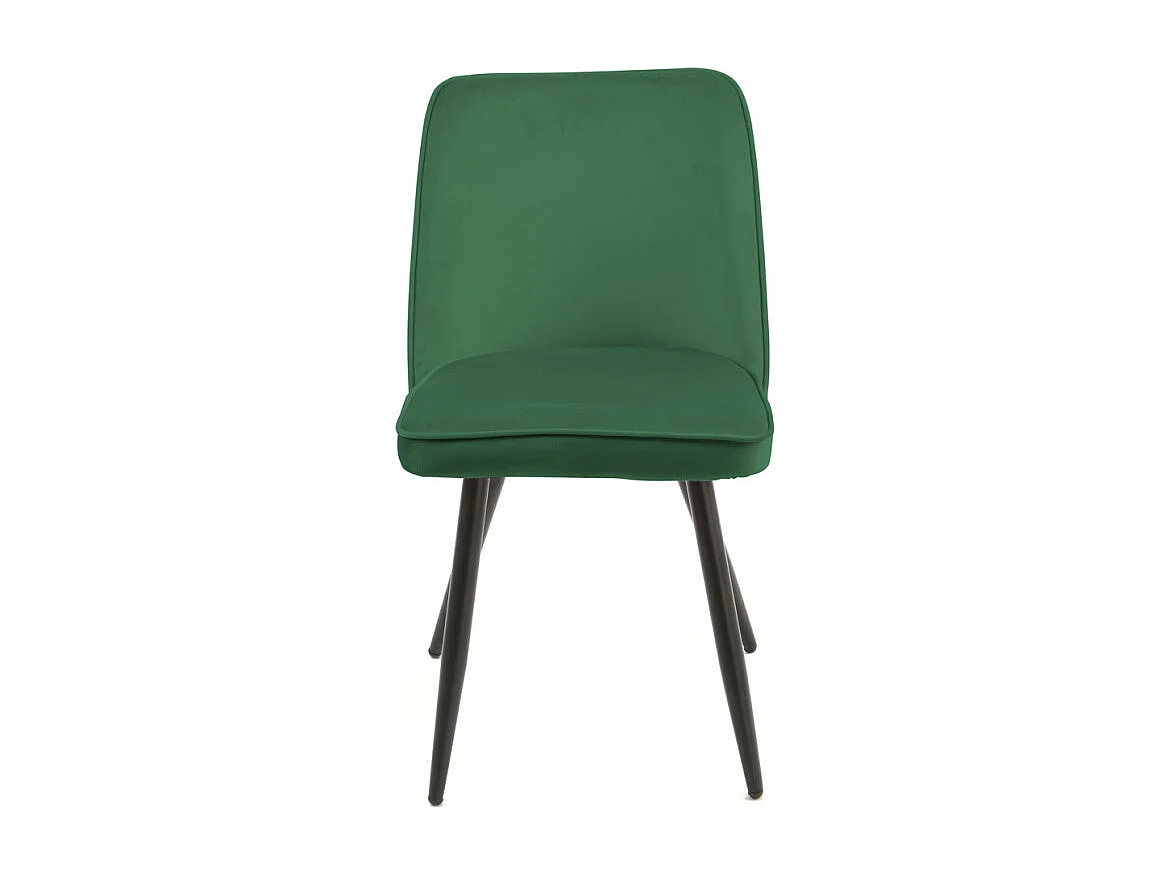 Lot de 4 chaises en velours vert avec piètement en métal noir – TELLY