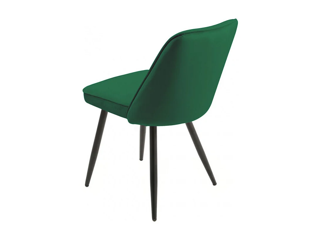 Lot de 4 chaises en velours vert avec piètement en métal noir – TELLY