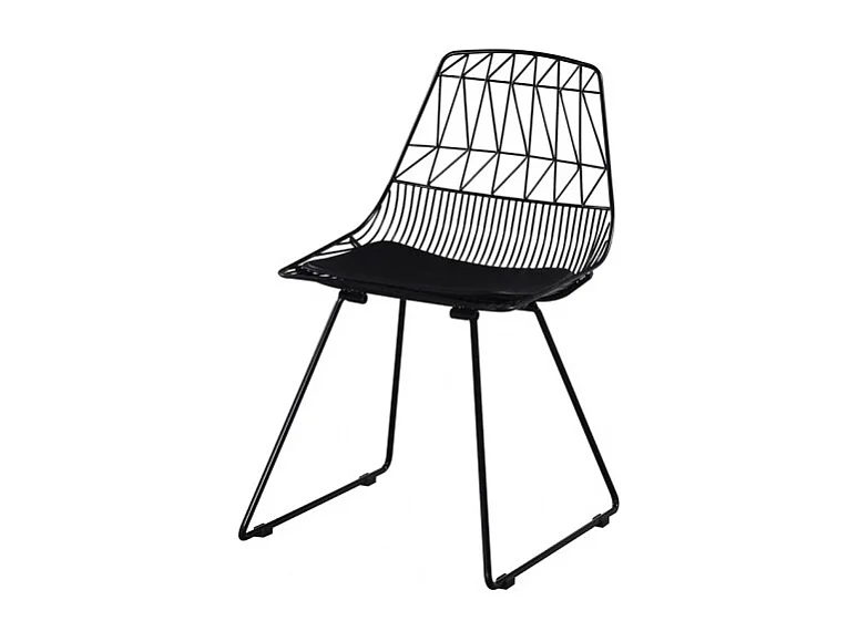 Lot 4 chaises filaires métal noir avec motifs géométriques - KIRK