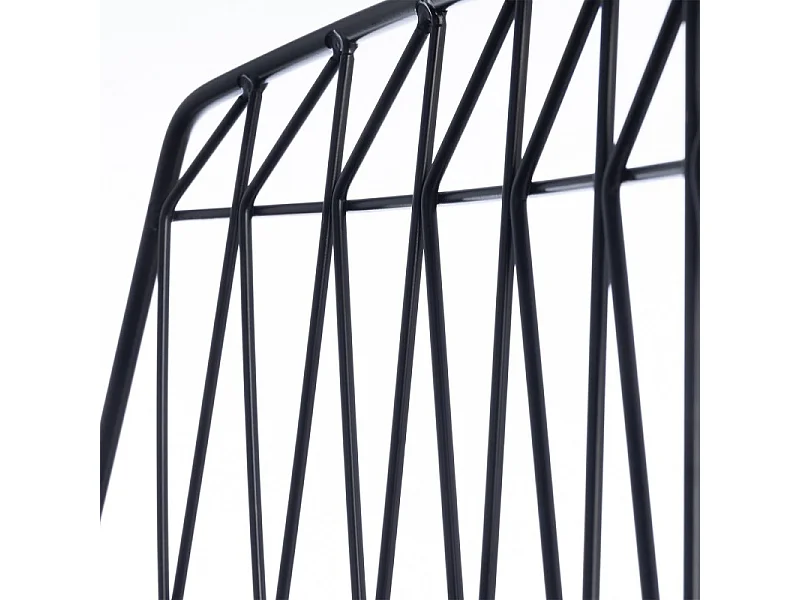 Lot 4 chaises filaires métal noir avec motifs géométriques - KIRK