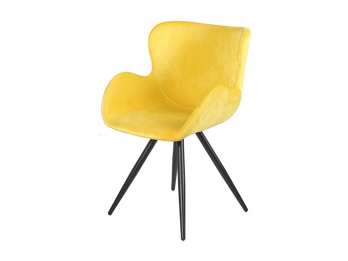 Lot de 2 chaises style scandinave velours jaune et métal noir - LOTUS