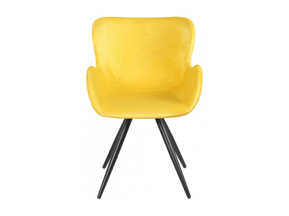 Lot de 2 chaises style scandinave velours jaune et métal noir - LOTUS