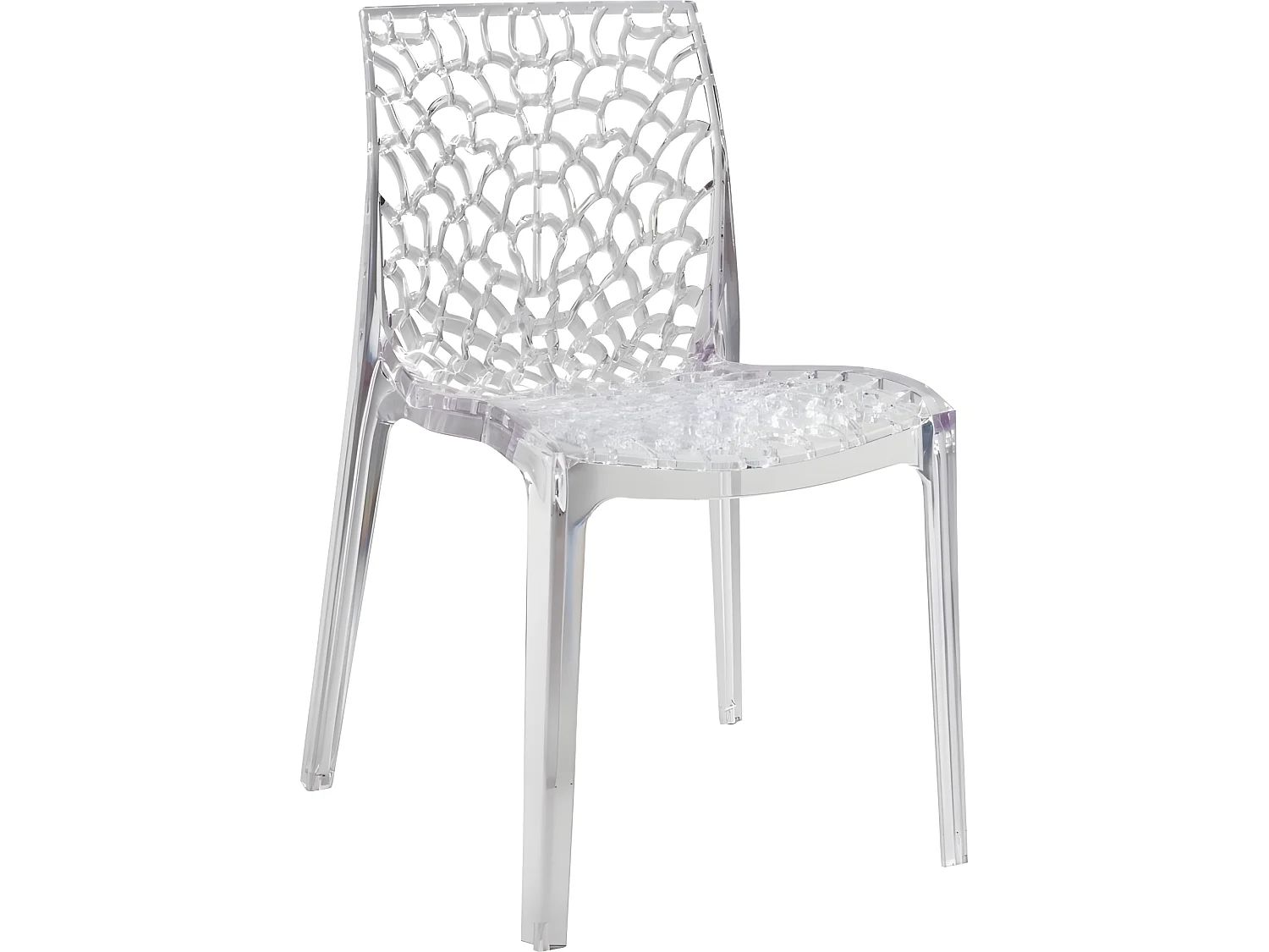 Lot 6 chaises ajourées empilables Transparentes - GRUYER