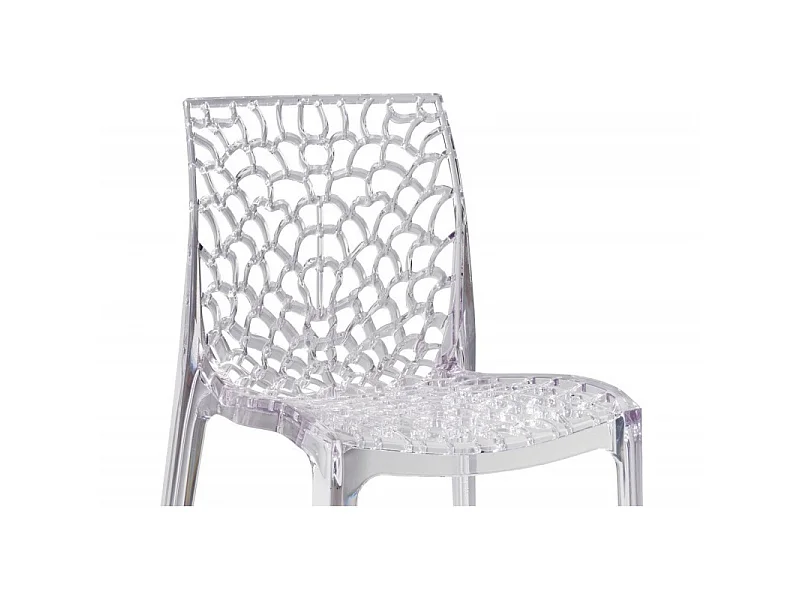 Lot 6 chaises ajourées empilables Transparentes - GRUYER