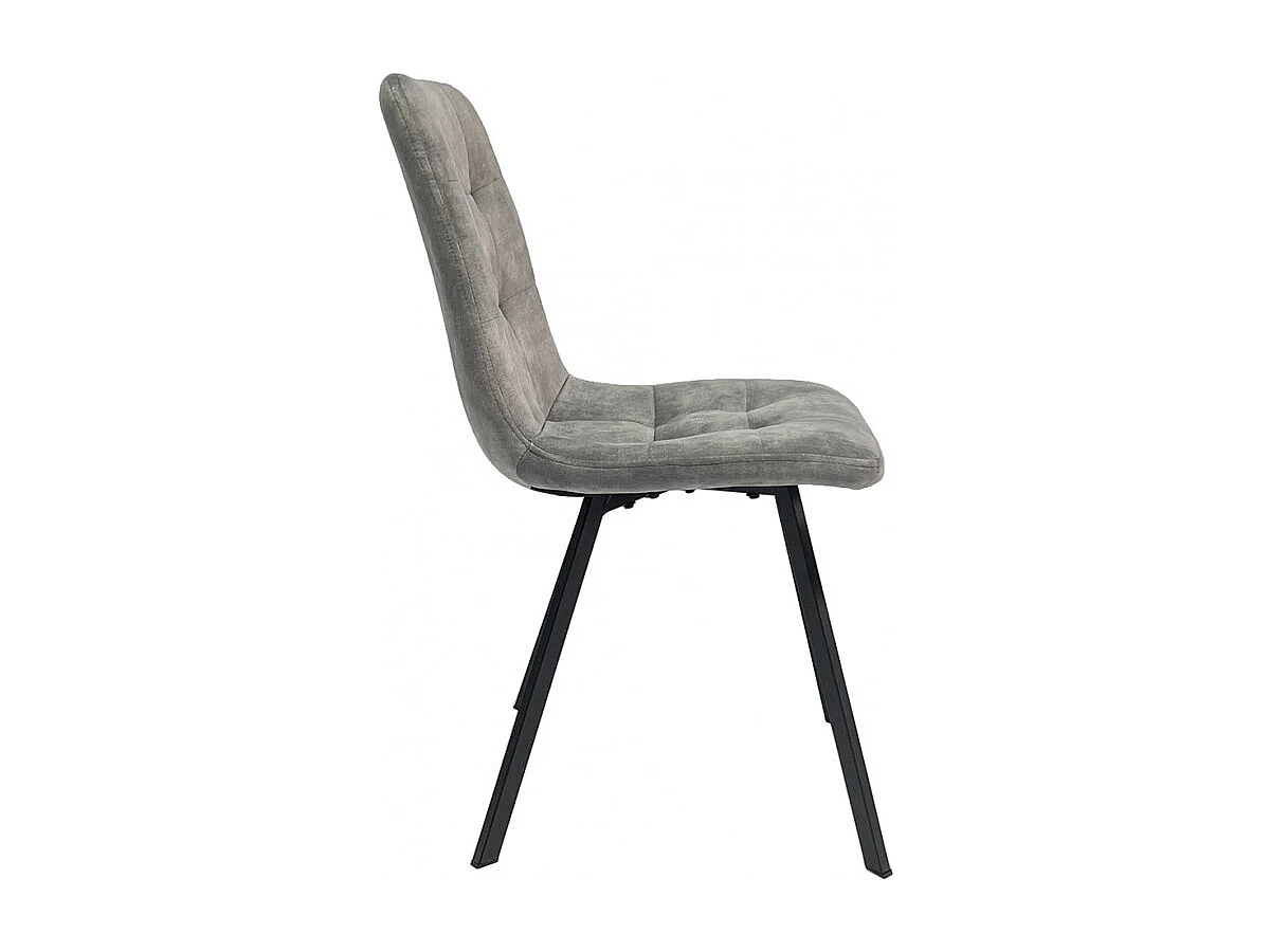 Lot de 2 chaises en velours gris clair et piètement métal noir - NAMI