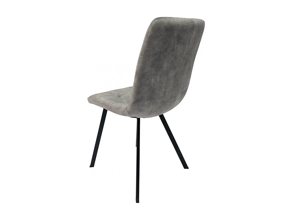 Lot de 2 chaises en velours gris clair et piètement métal noir - NAMI