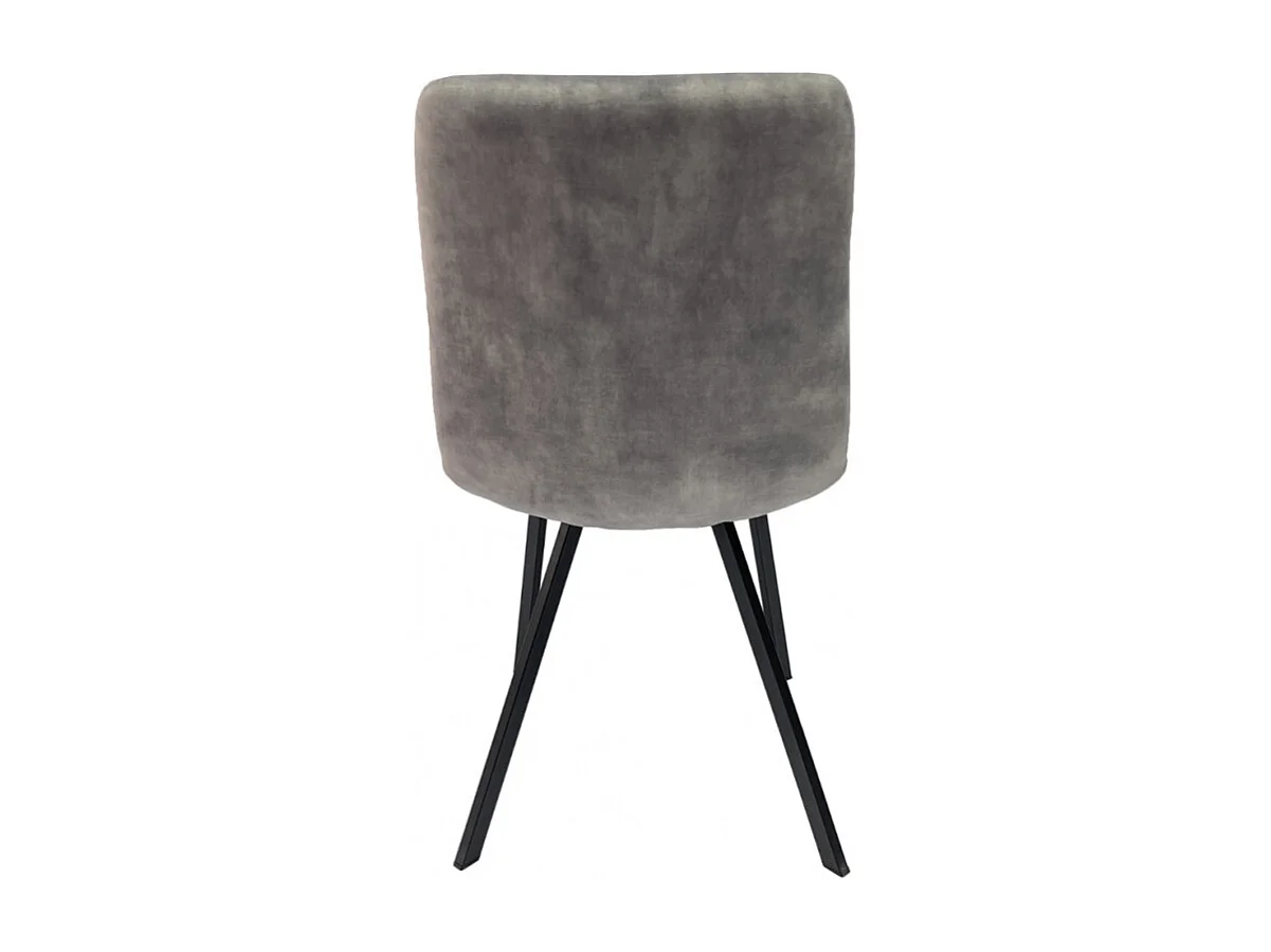 Lot de 2 chaises en velours gris clair et piètement métal noir - NAMI