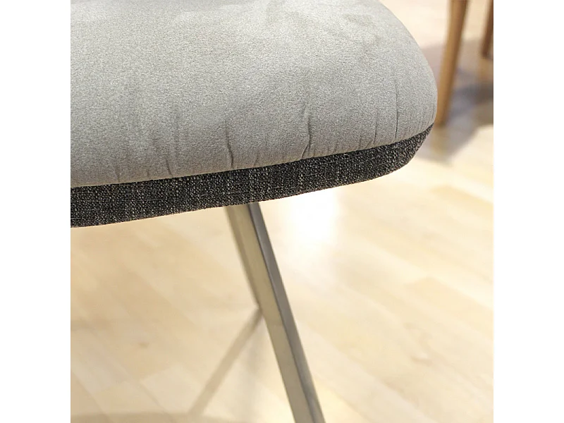 Lot de 2 chaises en tissu doux beige et chiné gris pieds métal - DAISY