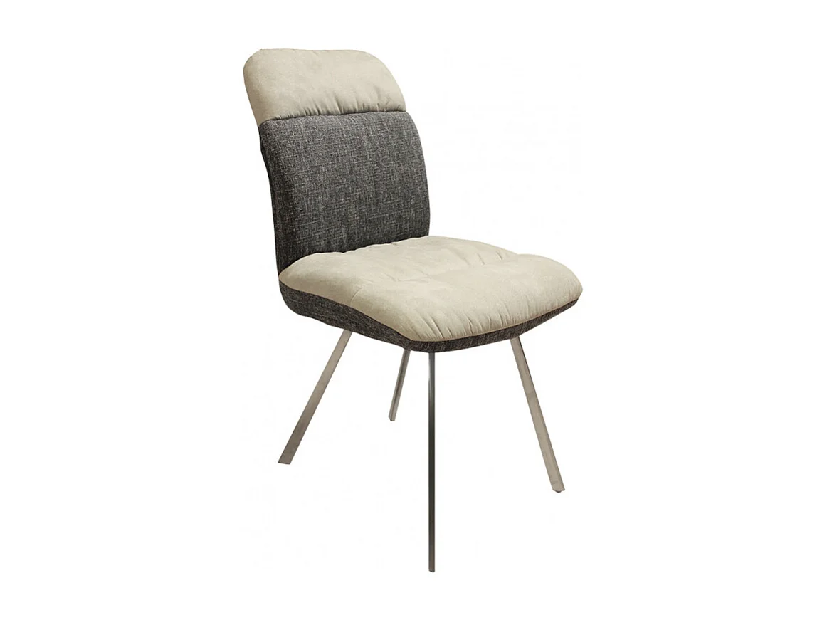 Lot de 2 chaises en tissu doux beige et chiné gris pieds métal - DAISY
