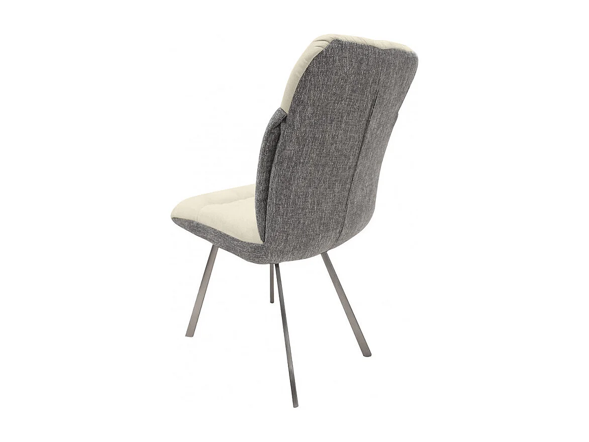 Lot de 2 chaises en tissu doux beige et chiné gris pieds métal - DAISY