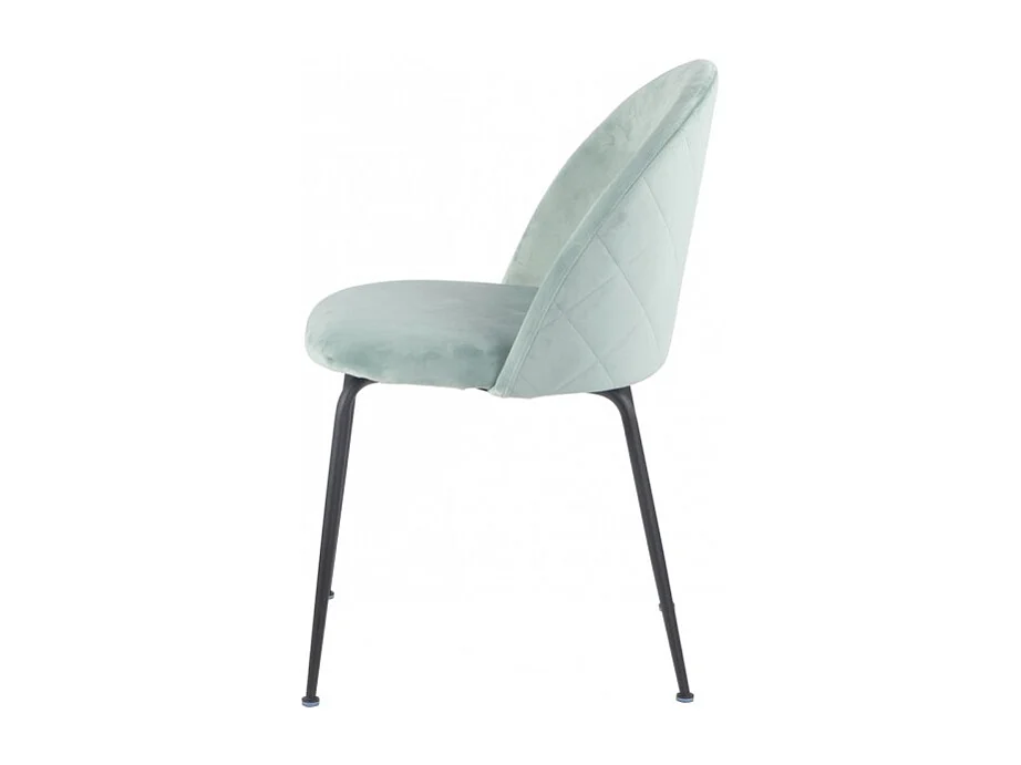 Lot 4 chaises vertes en velours et pieds métal noir - FARA