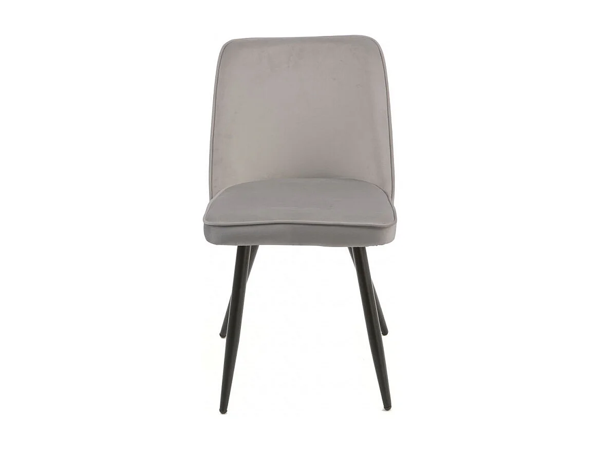 Lot de 2 chaises en velours gris clair piètement en métal noir – TELLY