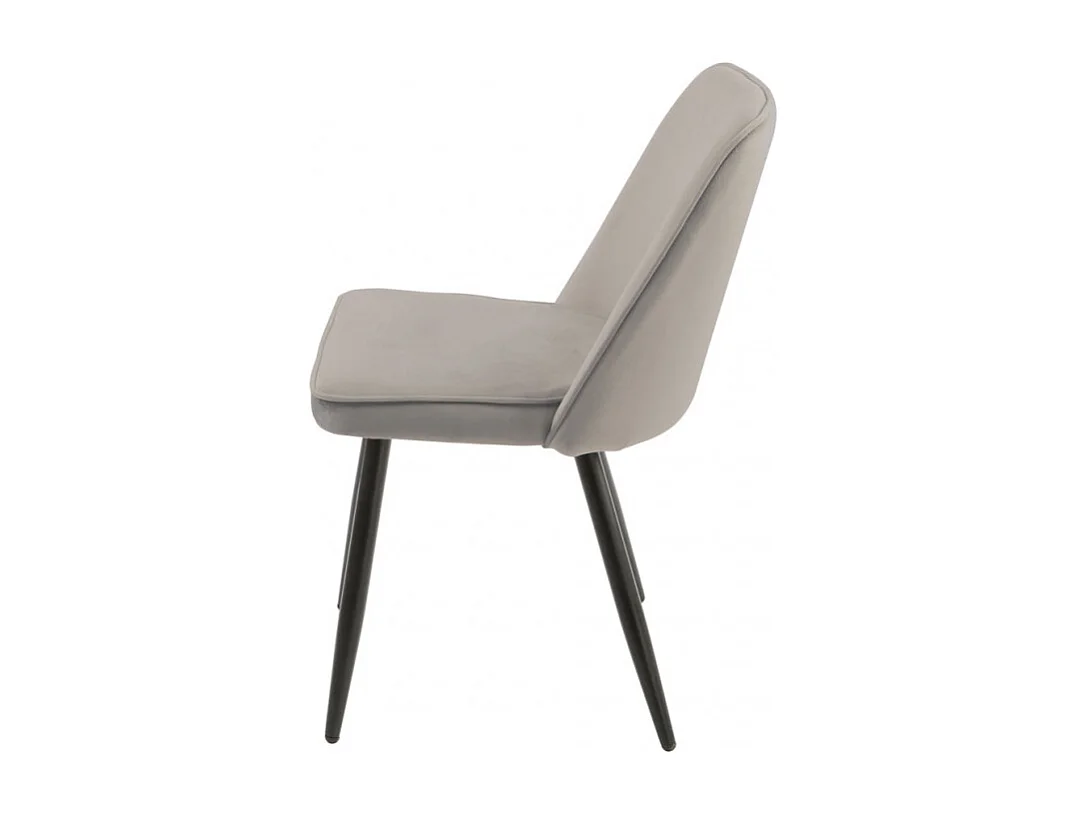 Lot de 2 chaises en velours gris clair piètement en métal noir – TELLY