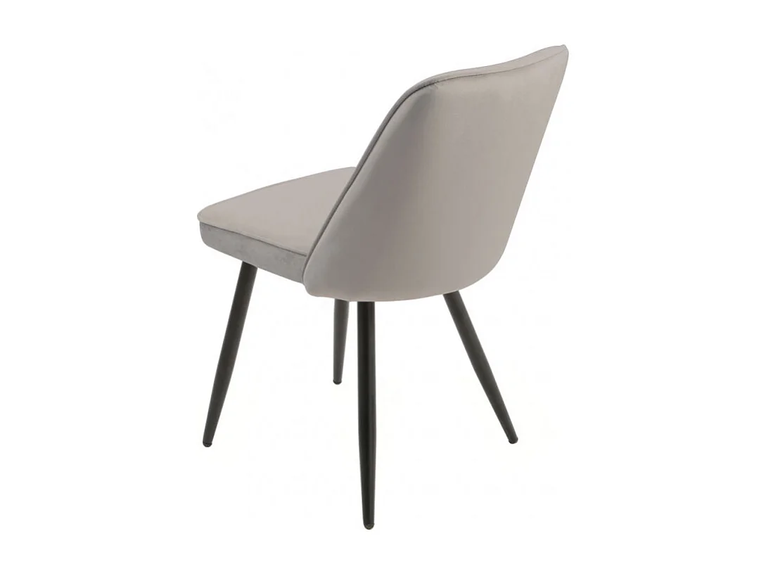 Lot de 2 chaises en velours gris clair piètement en métal noir – TELLY