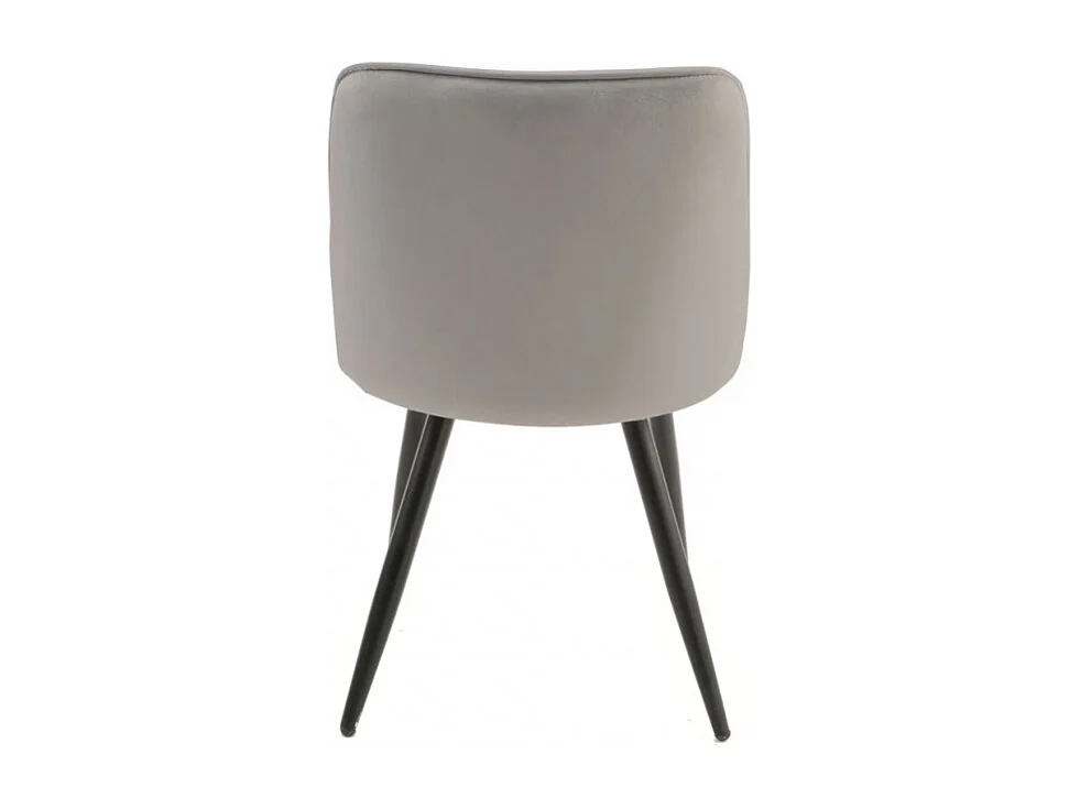 Lot de 2 chaises en velours gris clair piètement en métal noir – TELLY