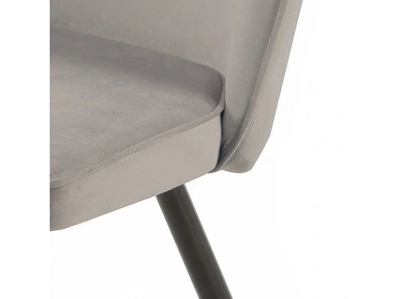Lot de 2 chaises en velours gris clair piètement en métal noir – TELLY
